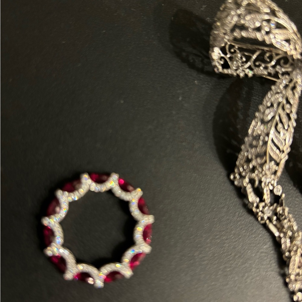 Size 7 raspberry , topaz and CZ ring